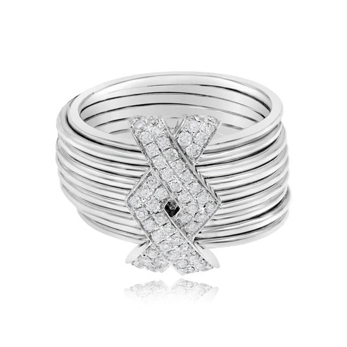 14K White Gold Diamond Layered Ring RH005A | Shin Brothers