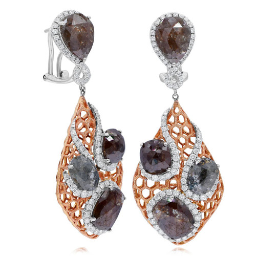 18K Rose & White Gold Diamond Earrings EE415 | Shin Brothers*
