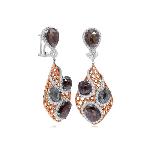 18K Rose & White Gold Diamond Earrings EE415 | Shin Brothers*