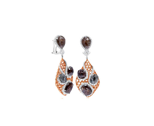 18K Rose & White Gold Diamond Earrings EE415 | Shin Brothers*
