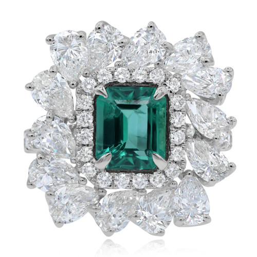 14K White Gold Diamond Emerald Ring RN104A | Shin Brothers