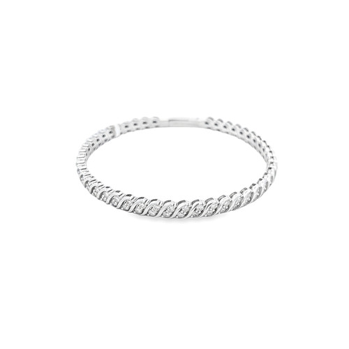 14K White Gold Flexible Diamond Tennis Bangle 21000788 | Shin Brothers*