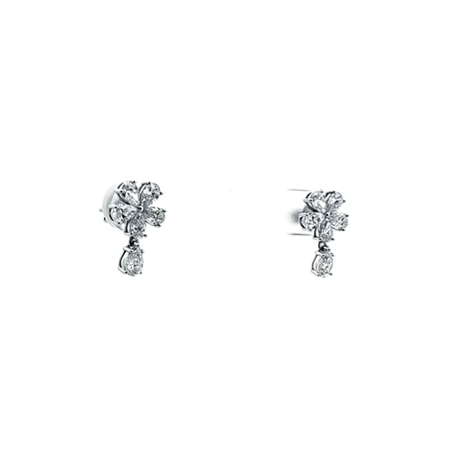 14K White Gold Lab Diamond Flower Earrings 41410052