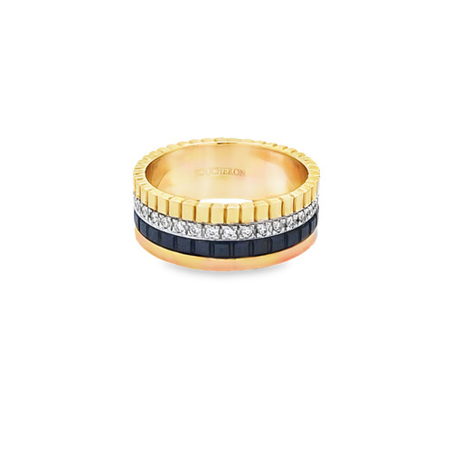 14K Yellow Gold Quad Channel Sapphire Diamond Ring 12003381 | Shin Brothers