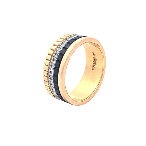14K Yellow Gold Quad Channel Sapphire Diamond Ring 12003381 | Shin Brothers