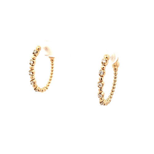 14K Yellow Gold Diamond Beaded Earrings 41002961 | Shin Brothers