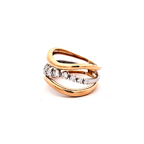 14K Two Tone Gold Interwoven Diamond Ring 11007531 | Shin Brothers