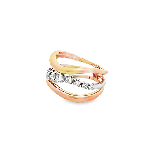 14K Two Tone Gold Interwoven Diamond Ring 11007531 | Shin Brothers