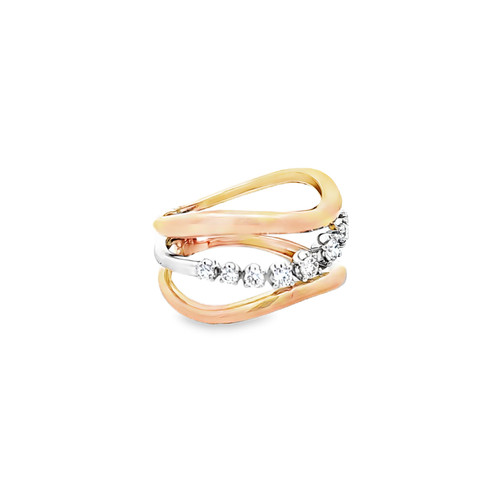 14K Two Tone Gold Interwoven Diamond Ring 11007531 | Shin Brothers