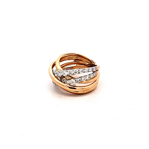14K Two Tone Gold Interwoven Diamond Ring 11007529 | Shin Brothers