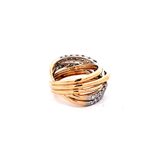 14K Two Tone Gold Interwoven Diamond Ring 11007529 | Shin Brothers