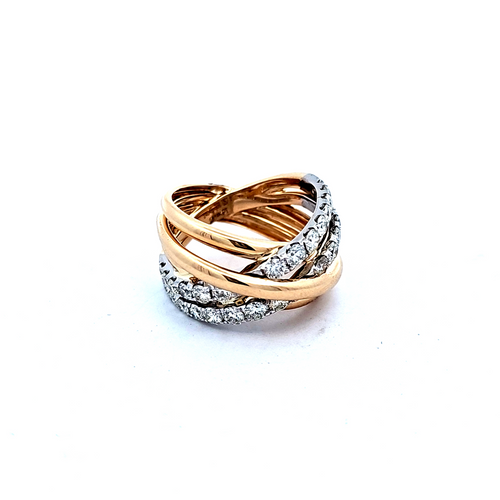 14K Two Tone Gold Interwoven Diamond Ring 11007529 | Shin Brothers
