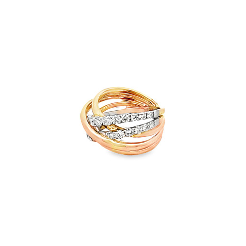 14K Two Tone Gold Interwoven Diamond Ring 11007529 | Shin Brothers