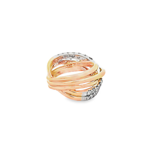 14K Two Tone Gold Interwoven Diamond Ring 11007529 | Shin Brothers