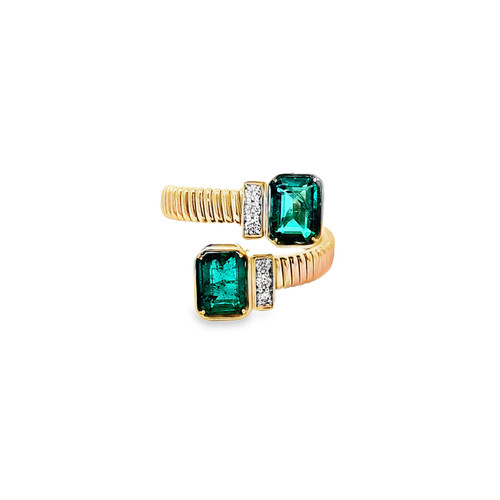 14K Yellow Gold Diamond Emerald Ring 12003382 | Shin Brothers