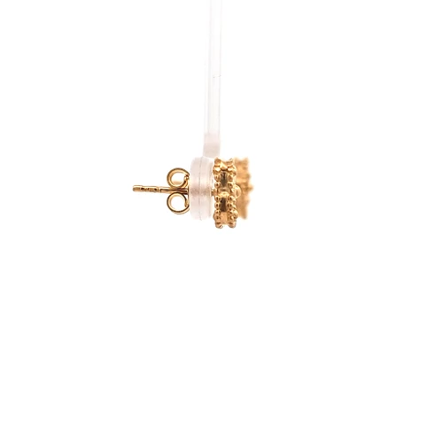 14K Yellow Gold Diamond-Cut Clover Stud Earrings 40003431| Shin Brothers*