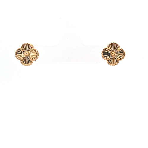 14K Yellow Gold Diamond-Cut Clover Stud Earrings 40003429 | Shin Brothers*