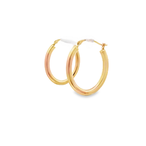 14K Yellow Gold Oval Shaped Hoop Earrings 40003437 | Shin Brothers