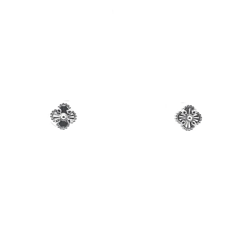 14K White Gold Diamond-Cut Clover Stud Earrings 40003434 | Shin Brothers