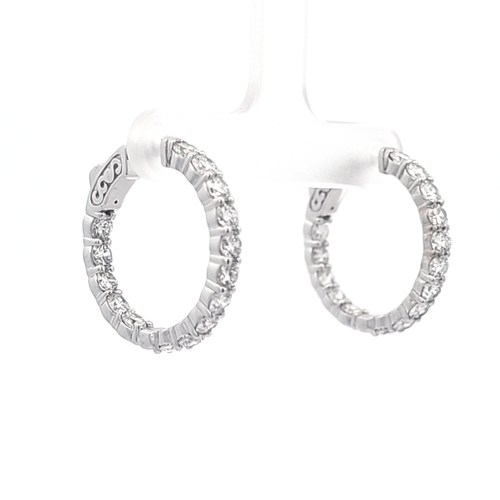14K White Gold Lab Grown Diamond Inside Out Hoop Earrings 41410069 | Shin Brothers