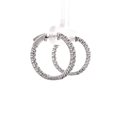14K White Gold Lab Grown Diamond Inside Out Hoop Earrings 41410064 | Shin Brothers