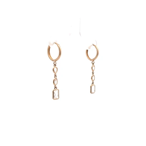 14K Yellow Gold Hanging Cubic Zirconia Earrings 42003634 | Shin Brothers