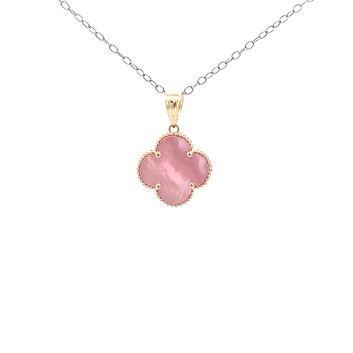 14K Yellow Gold Pink Mother Of Pearl Clover Charm 52002474 | Shin Brothers