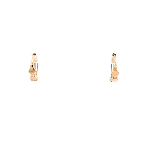  14K Yellow Gold CZ Huggie Earrings 42003635| Shin Brothers*