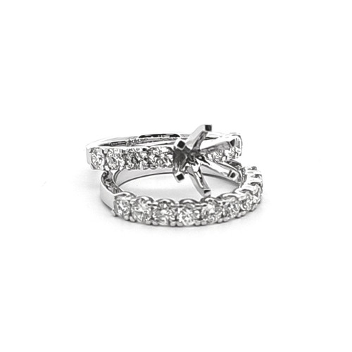  14K White Gold Diamond Bridal Ring Set with Open Setting 11007547 | Shin Brothers*
