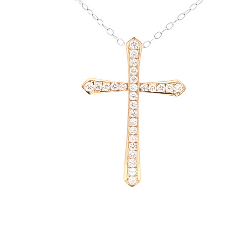 18K Yellow Gold Diamond Cross Pendant 51002313 | Shin Brothers