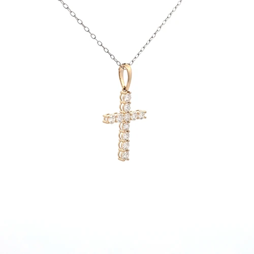 14K Yellow Gold Diamond Cross Pendant 51002317 | Shin Brothers*