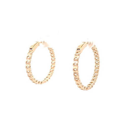 14K Yellow Gold Lab Grown Diamond Inside Out Hoop Earrings 41410083 | Shin Brothers
