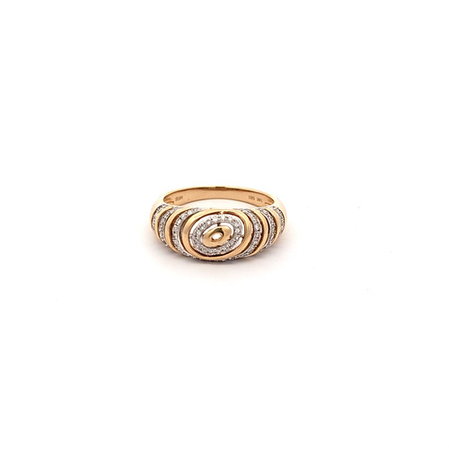 14K Yellow Gold Diamond Oval Contour Ring 11007567 | Shin Brothers