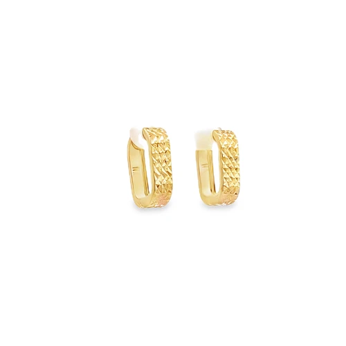  14K Yellow Gold Diamond-Cut Rectangle Huggie Earrings 40003456 | Shin Brothers*