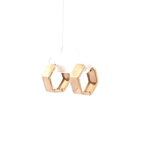  14K Yellow Gold Hexagon Huggie Earrings 40003459| Shin Brothers*