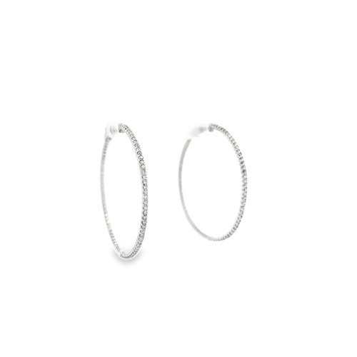 14K White Gold Lab Grown Diamond 1.44 carat Inside Out Hoop Earrings 41410084| Shin Brothers**