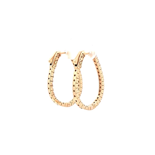 14K Yellow Gold 1.53ctw Diamond Oval Hoop Earrings 41002981 | Shin Brothers*