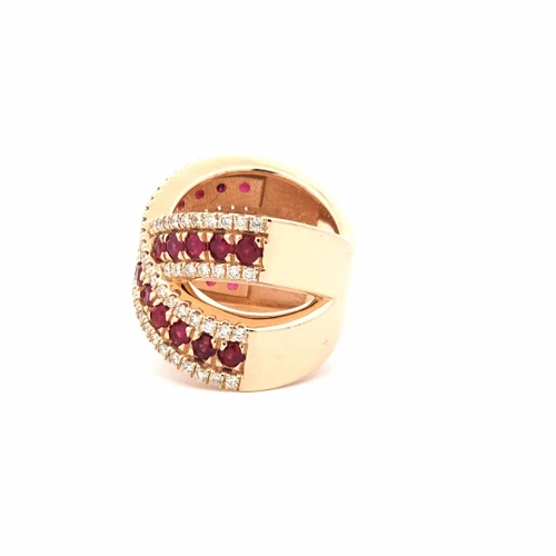 14K Yellow Gold  Diamond and Ruby  Criss Cross Ring 12003388| Shin Brothers*