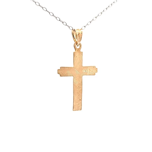 14K Yellow Gold Diamond Cut Cross Charm 50004446 | Shin Brothers