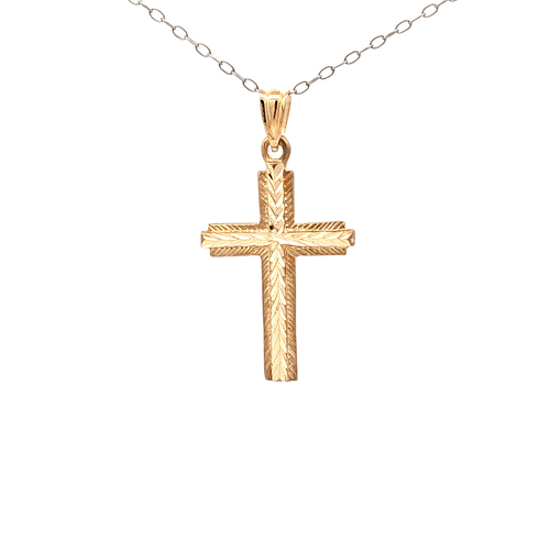 14K Yellow Gold Diamond Cut Cross Charm 50004446 | Shin Brothers