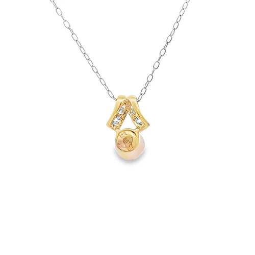 10K Yellow  Gold Pearl and Diamond Pendant 59000262| Shin Brothers*