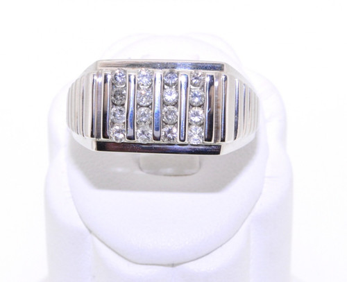 14K White Gold Men's Diamond Ring 11002246  | SHIN BROTHERS INC