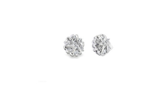 41060306 14K White Gold Diamond Flower Stud Earrings**