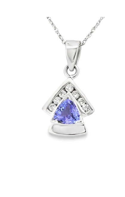 14K White Gold Tanzanite Diamond Pendant 52000914 | Shin Brothers*