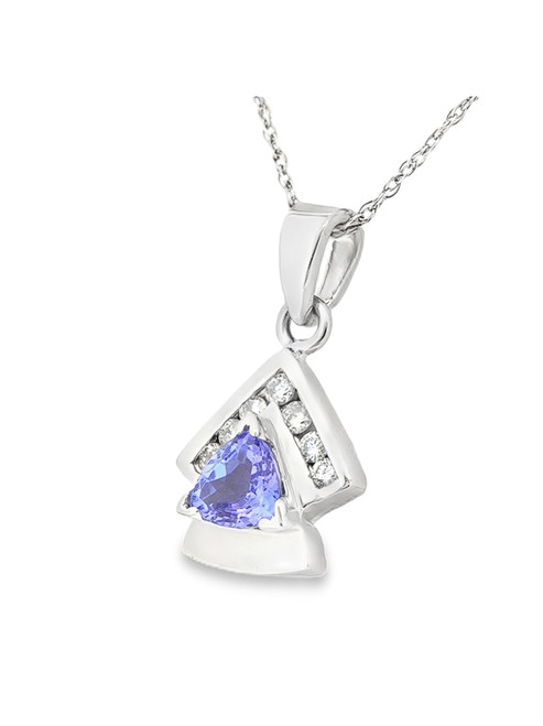 14K White Gold Tanzanite Diamond Pendant 52000914 | Shin Brothers*