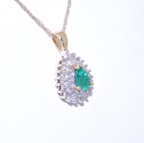 52000987 10K Yellow Gold Diamond Emerald Charm 52000987 10K Yellow Gold Diamond Emerald Charm