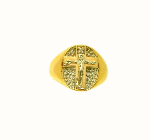 14K Yellow Gold Diamond Size 6.75 Men's Cross Ring 11003149  | Shin Brothers* 