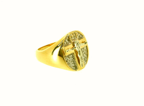 14K Yellow Gold Diamond Size 6.75 Men's Cross Ring 11003149 | Shin Brothers* 14K Yellow Gold Diamond Size 6.75 Men's Cross Ring 11003149 | Shin Brothers*