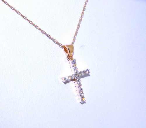 51000625 14K Yellow Gold Petite Diamond Cross Pendant