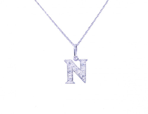 14K White Gold Diamond Initial "N" Charm 51001432 | Shin Brothers Inc**